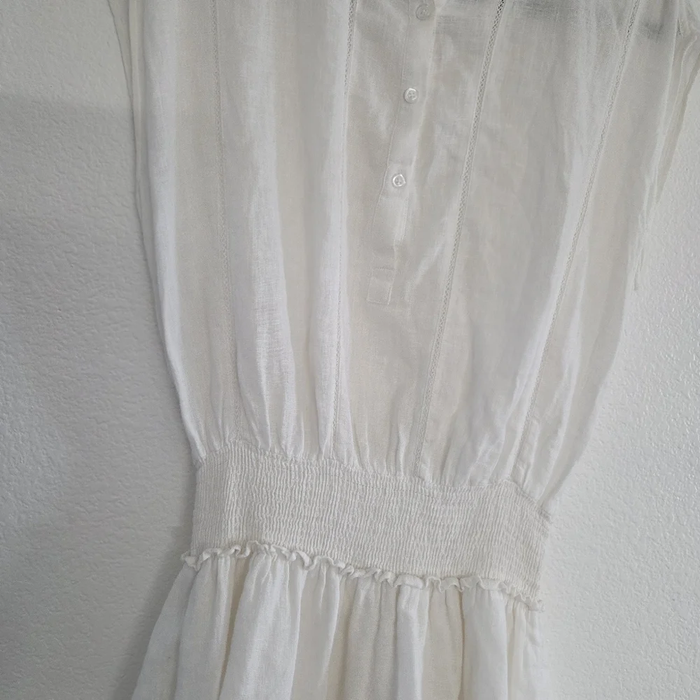 Rails Angelina White Lace Detail Dress Linen Rayon Womens Size Medium - Picture 3 of 12